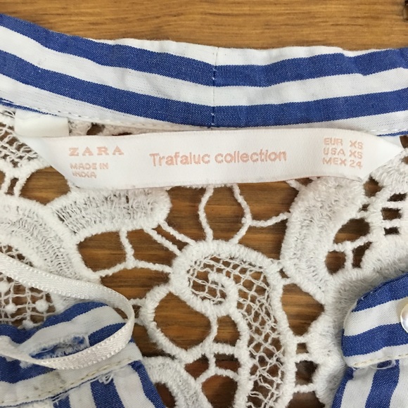 Zara Trafaluc Blue White Striped Blouse XS - Picture 4 of 8